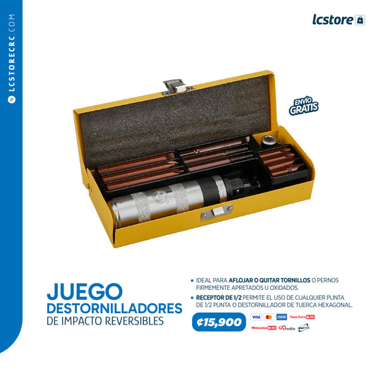 Juego de destornilladores de impacto reversibles manuales de 1/2"