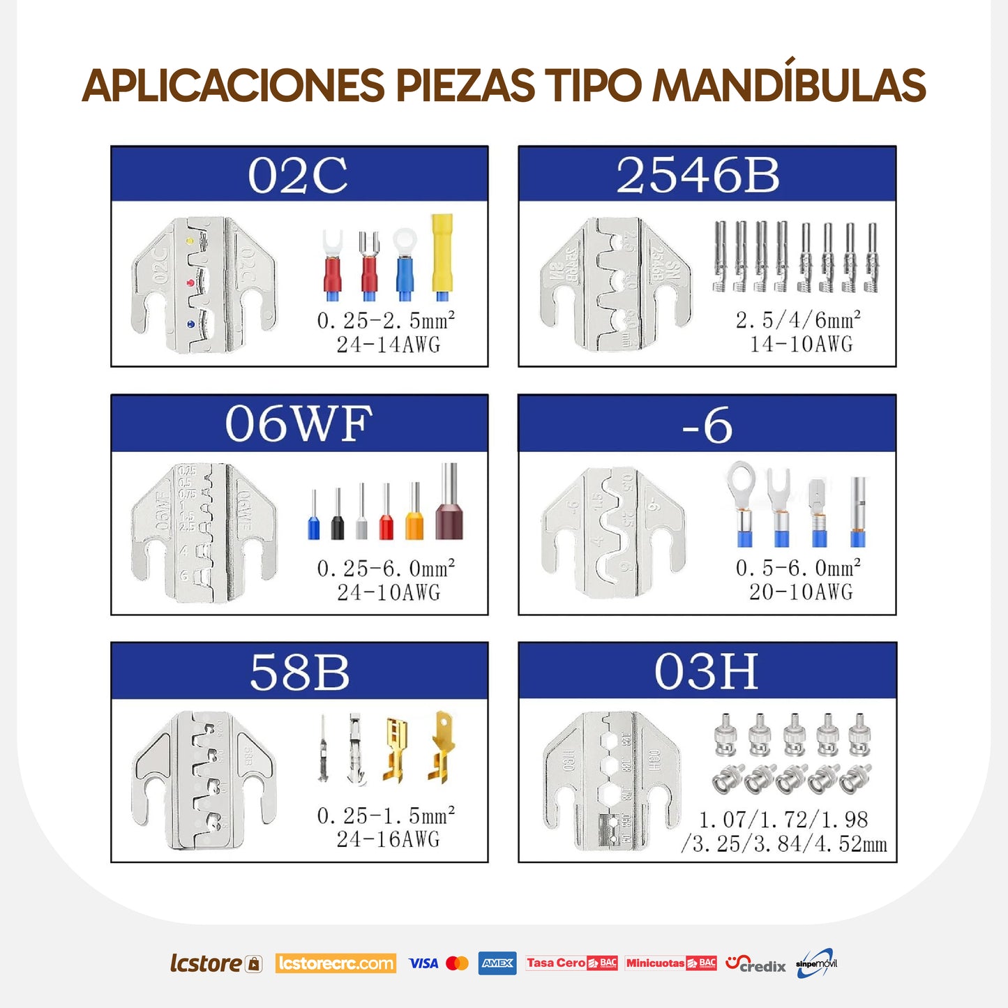 Kit Profesional de Pinza Crimpadora con 5 Cabezas Intercambiables