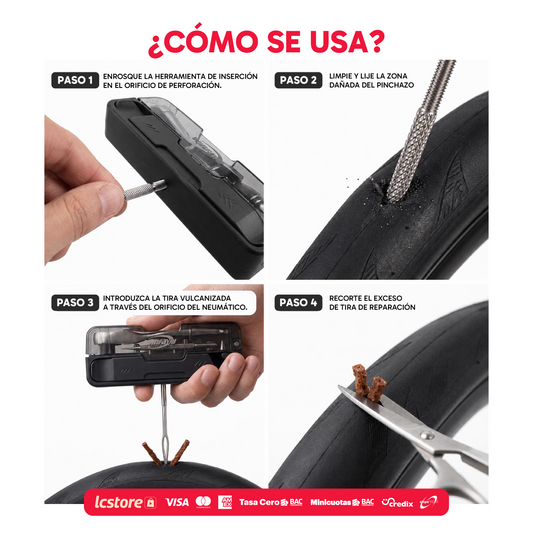 Kit de Reparación de Bicicleta Portátil con Ratchet y Tubeless