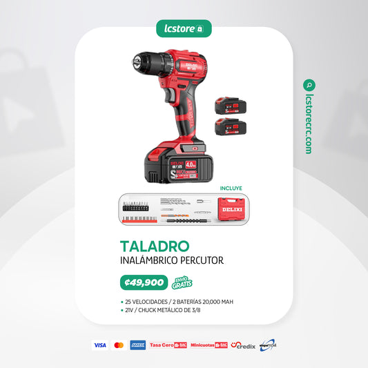 Taladro Inalámbrico Percutor de 21 Voltios Delixi