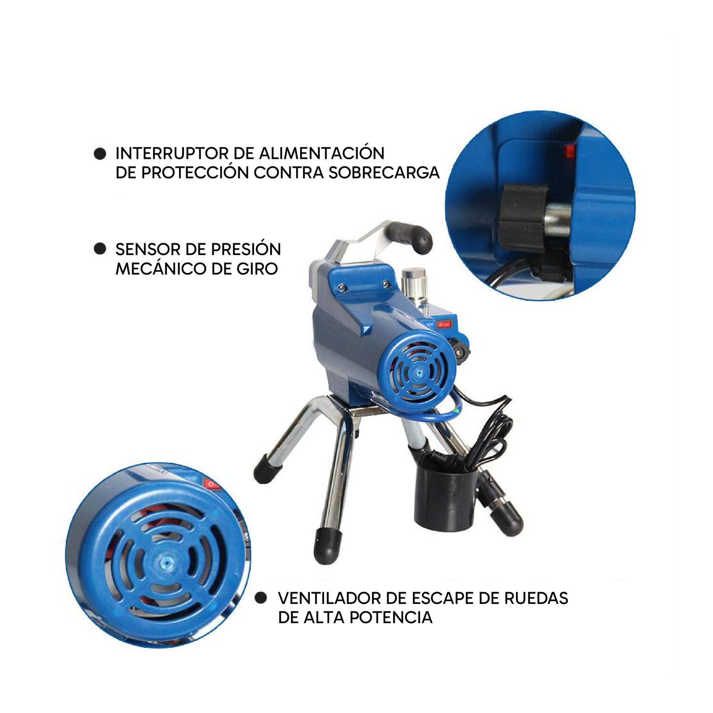 Pulverizador de Pintura Eléctrico 3000PSI 110V Sin Aire - 2200W