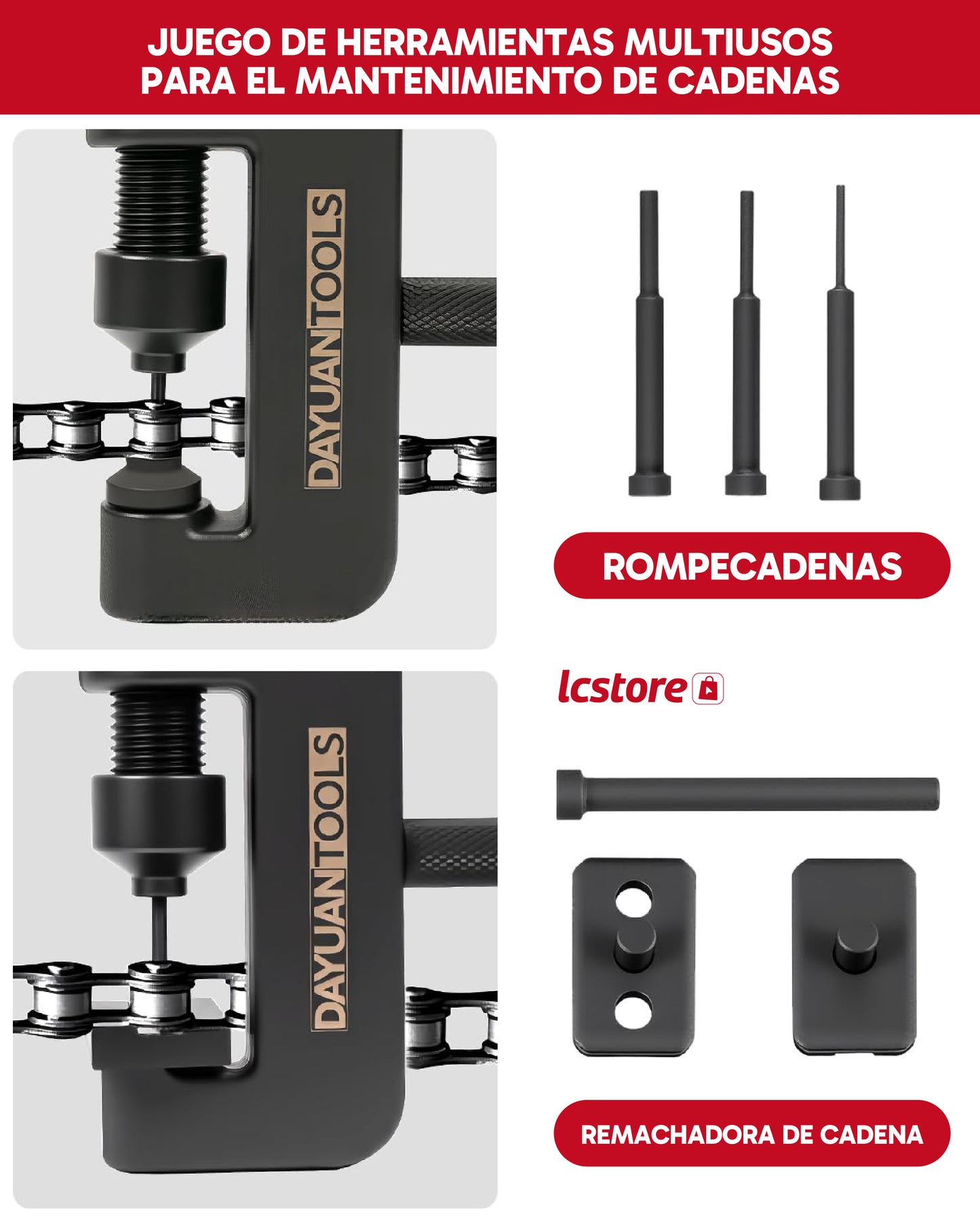 Juego de 13 Piezas Rompecadenas y Remachadora para Motocicleta (25–630) 🔧