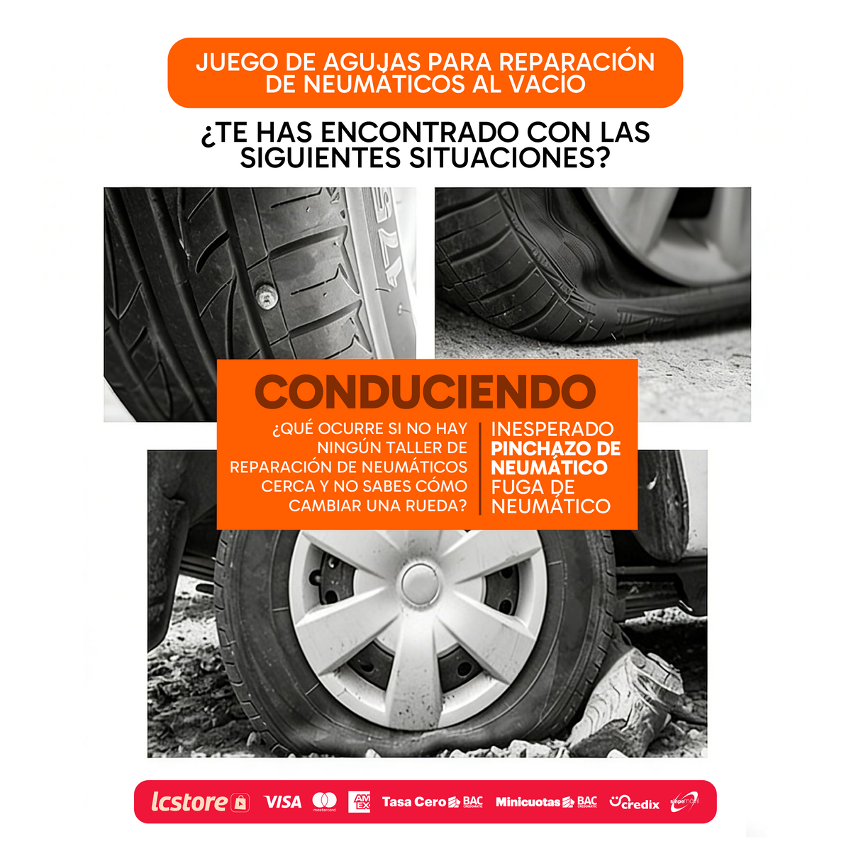 Kit de Reparación de Llantas Tubeless Profesional con Estuche (62 Piezas)