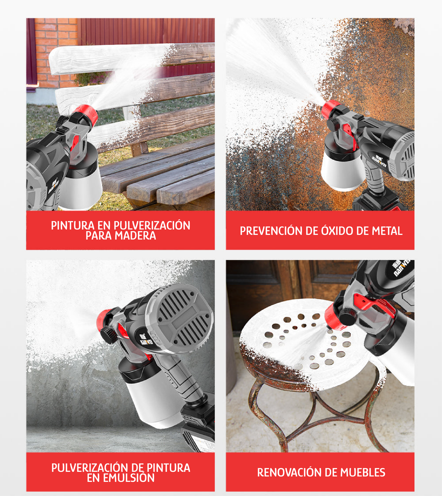 Pistola de pintura inalámbrica Nanwei con 2 baterías de 4.0 Ah