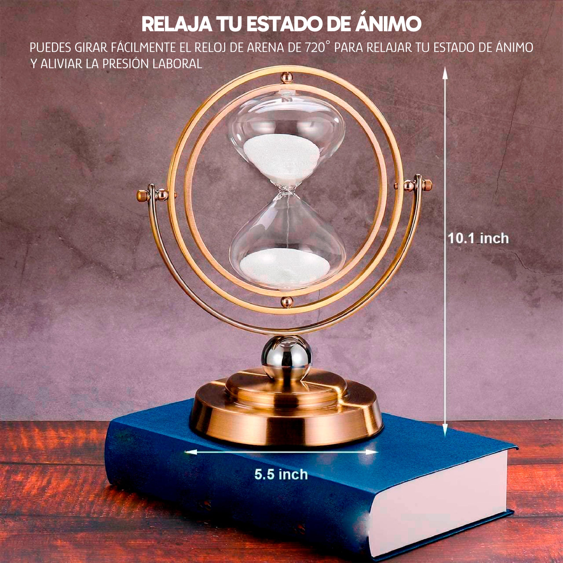 Reloj Temporizador Reloj De Arena Giratorio Revolving Brass Sand