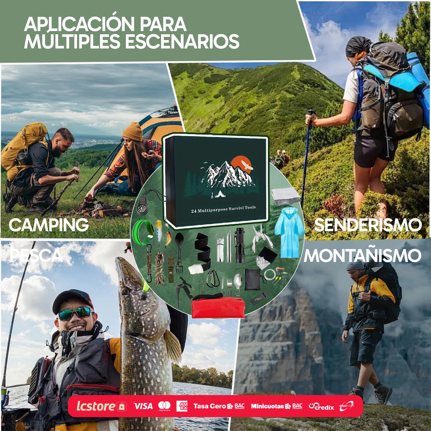 Kit de Supervivencia y Camping 24 en 1