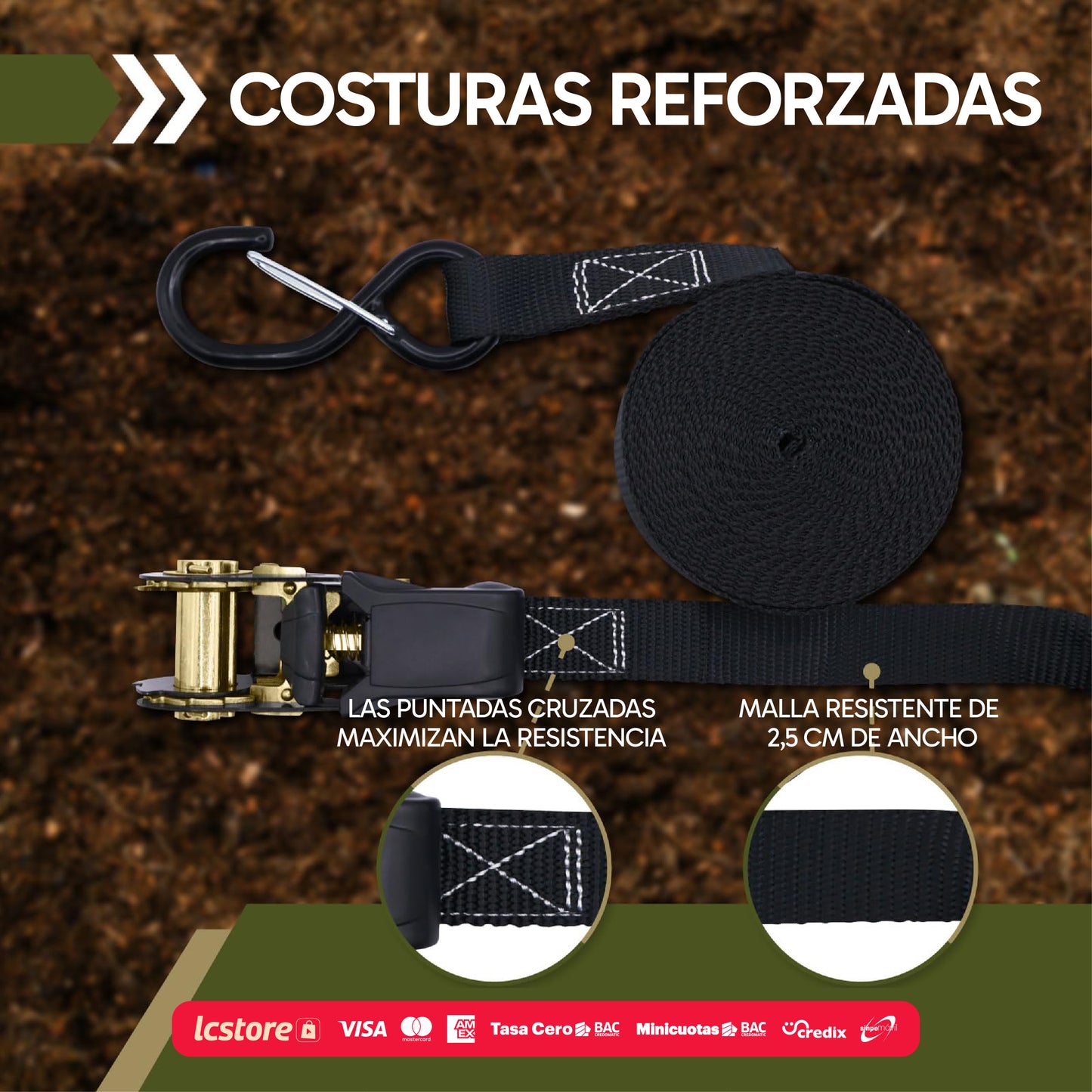 Kit de Correas de Ratchet para Carga (Kit de Amortiguación y Sujeción)