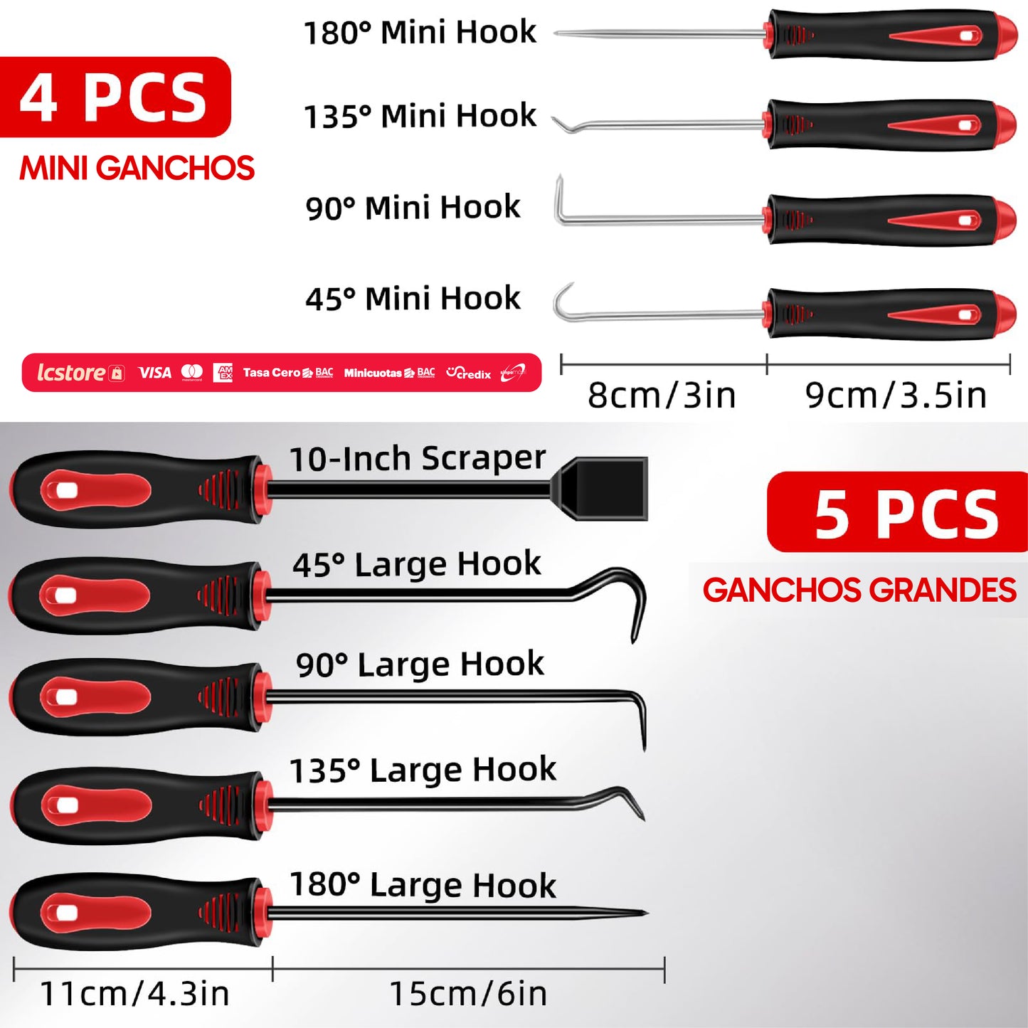 Juego de Ganchos, Raspadores y Extractor de Clips Mecánico de 11 Piezas
