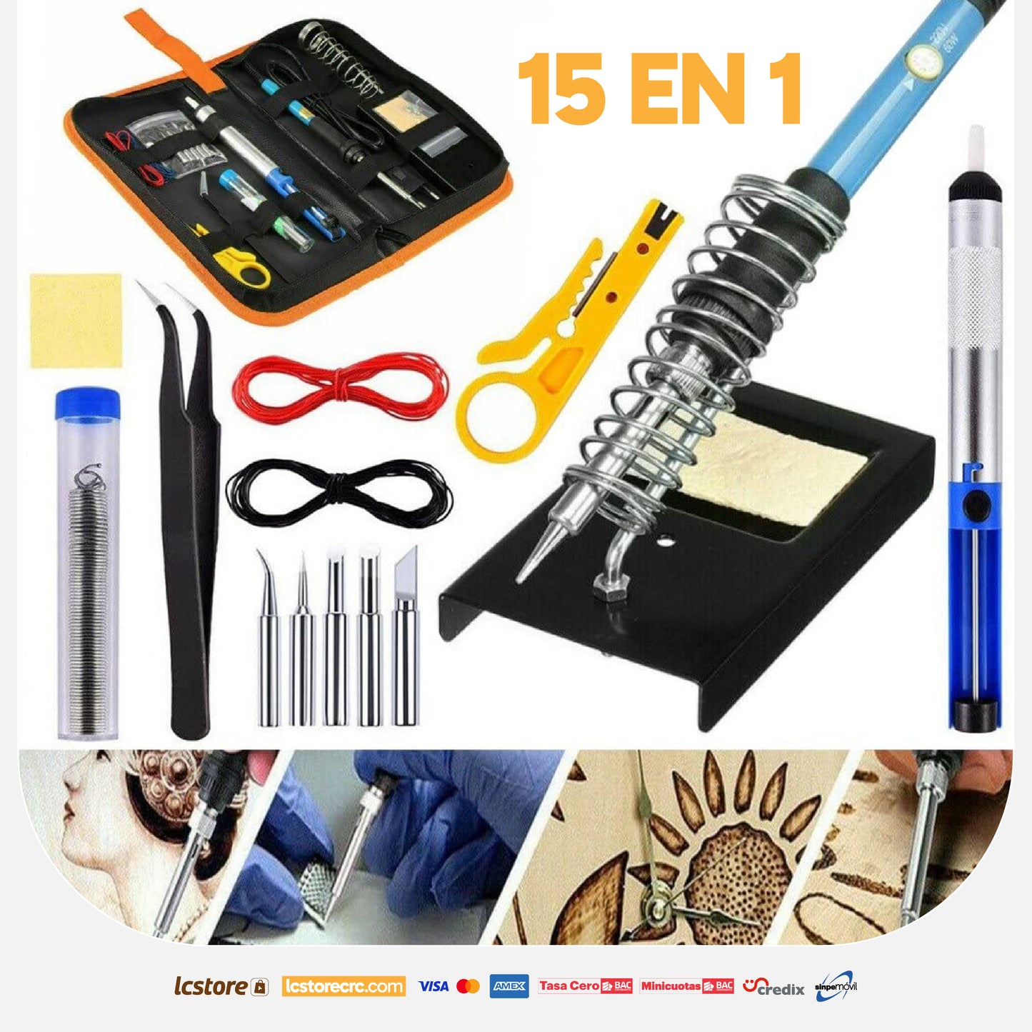 Kit de Soldadura  Profesional 15 en 1 de 60W - Cautín