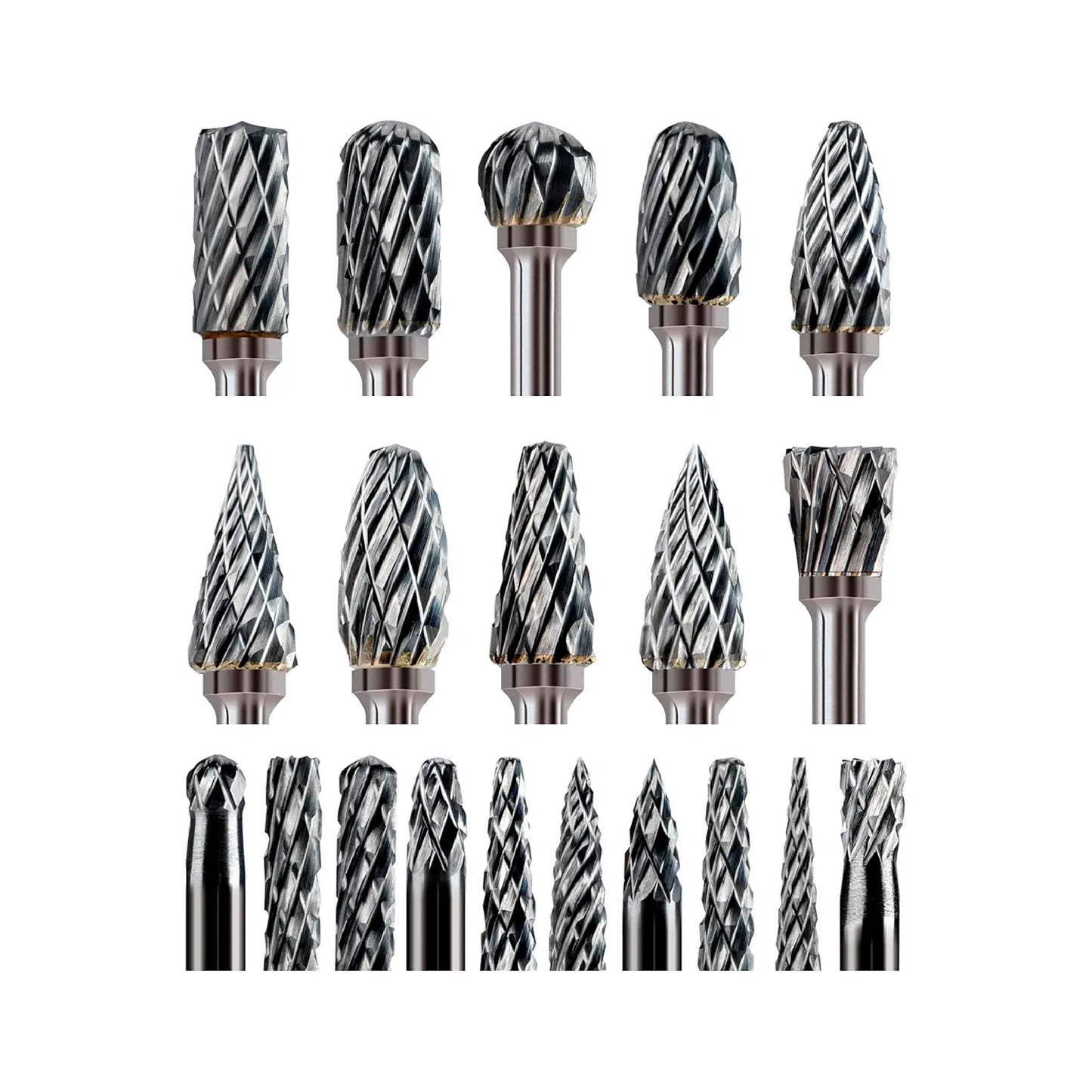 Kit de 20 Fresas Rotativas de Tungsteno – Herramientas de Precisión para Tallado y Pulido