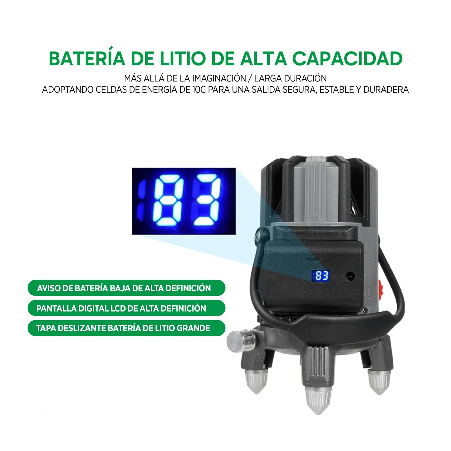 Nivel Láser Nanwei de 2 Líneas 520NM – Luz Verde Profesional, Autonivelante y Resistente