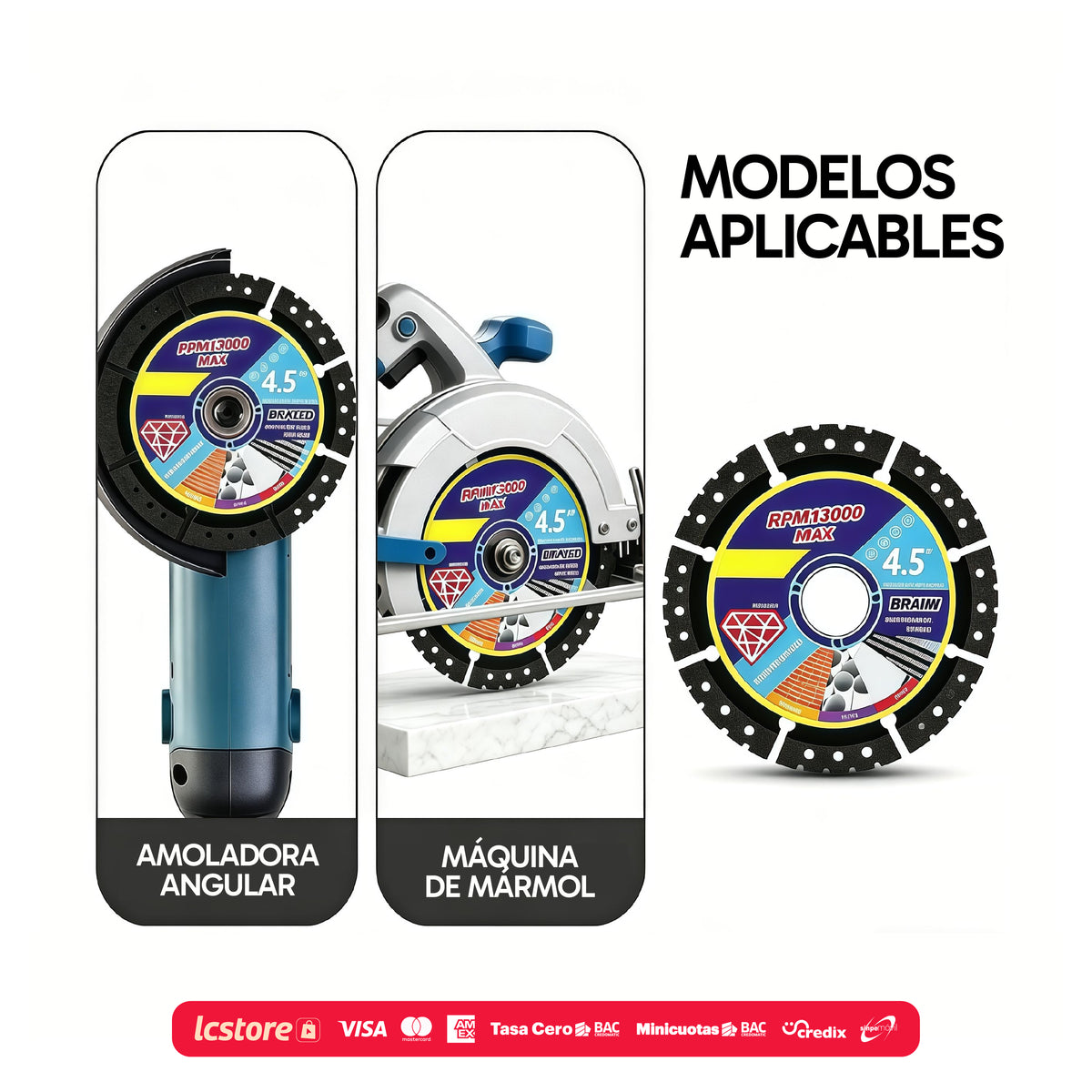 Set de 5 Discos Diamantados Multifuncionales de 4.5" para esmeriladora