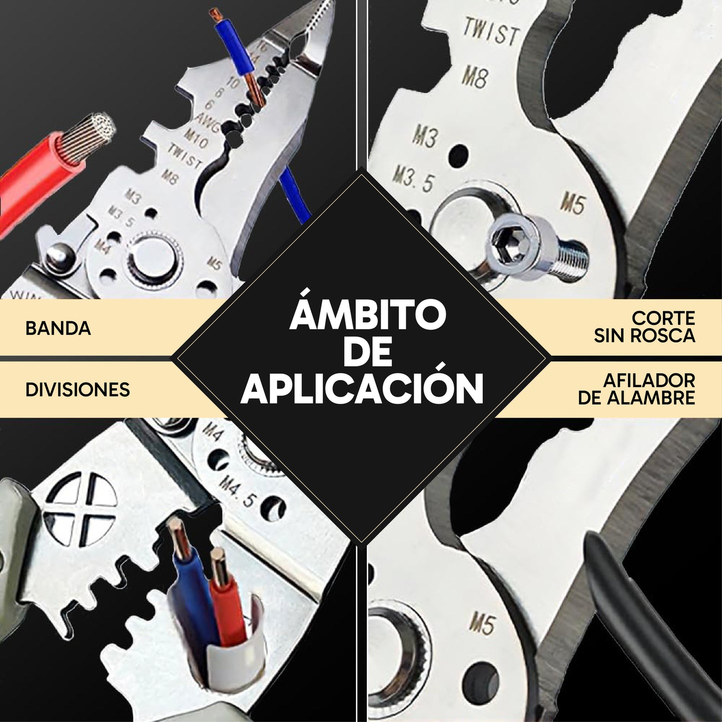 Pack de 2 Alicates Pelacables Multifunción 8 en 1 – Herramienta Eléctrica Profesional