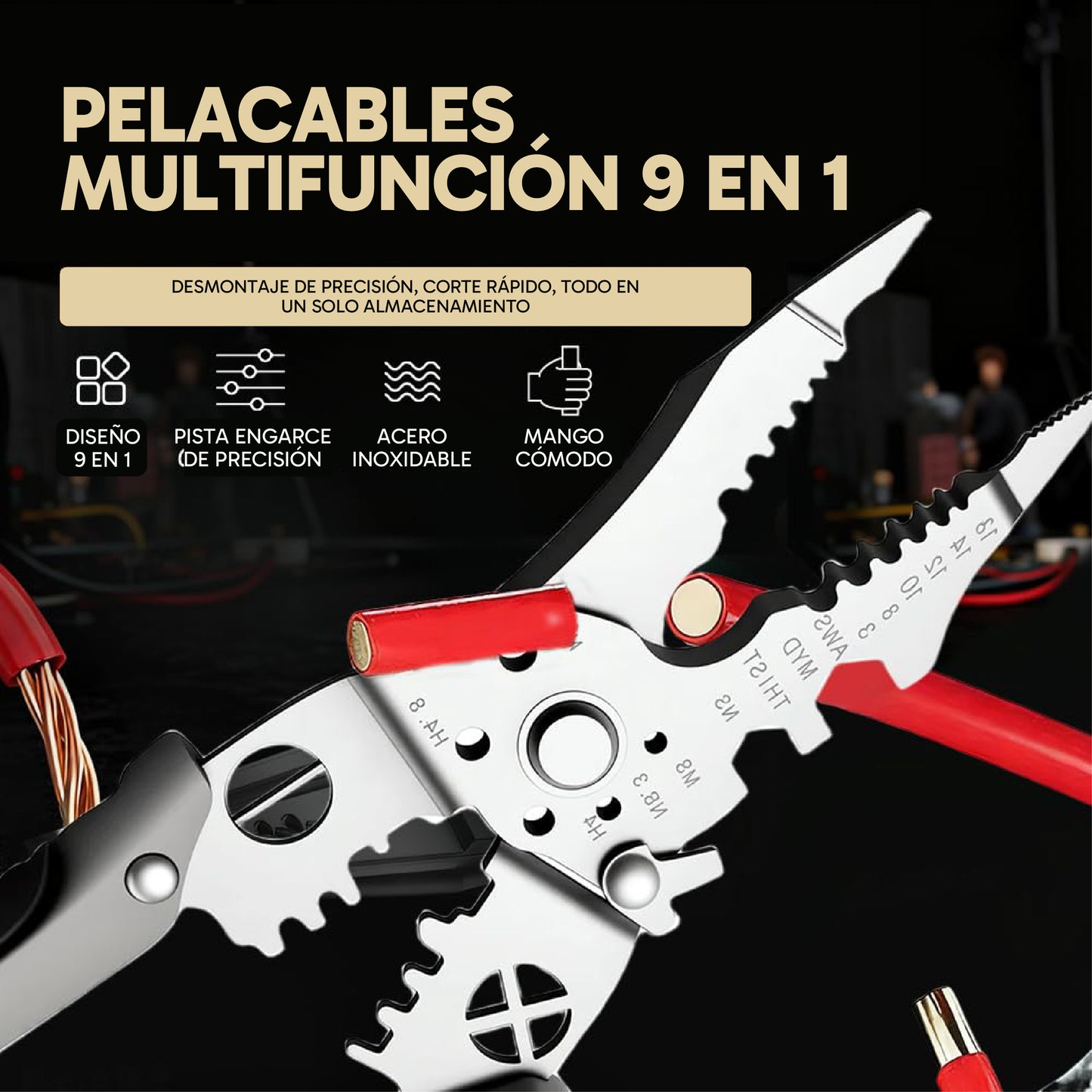 Pack de 2 Alicates Pelacables Multifunción 8 en 1 – Herramienta Eléctrica Profesional