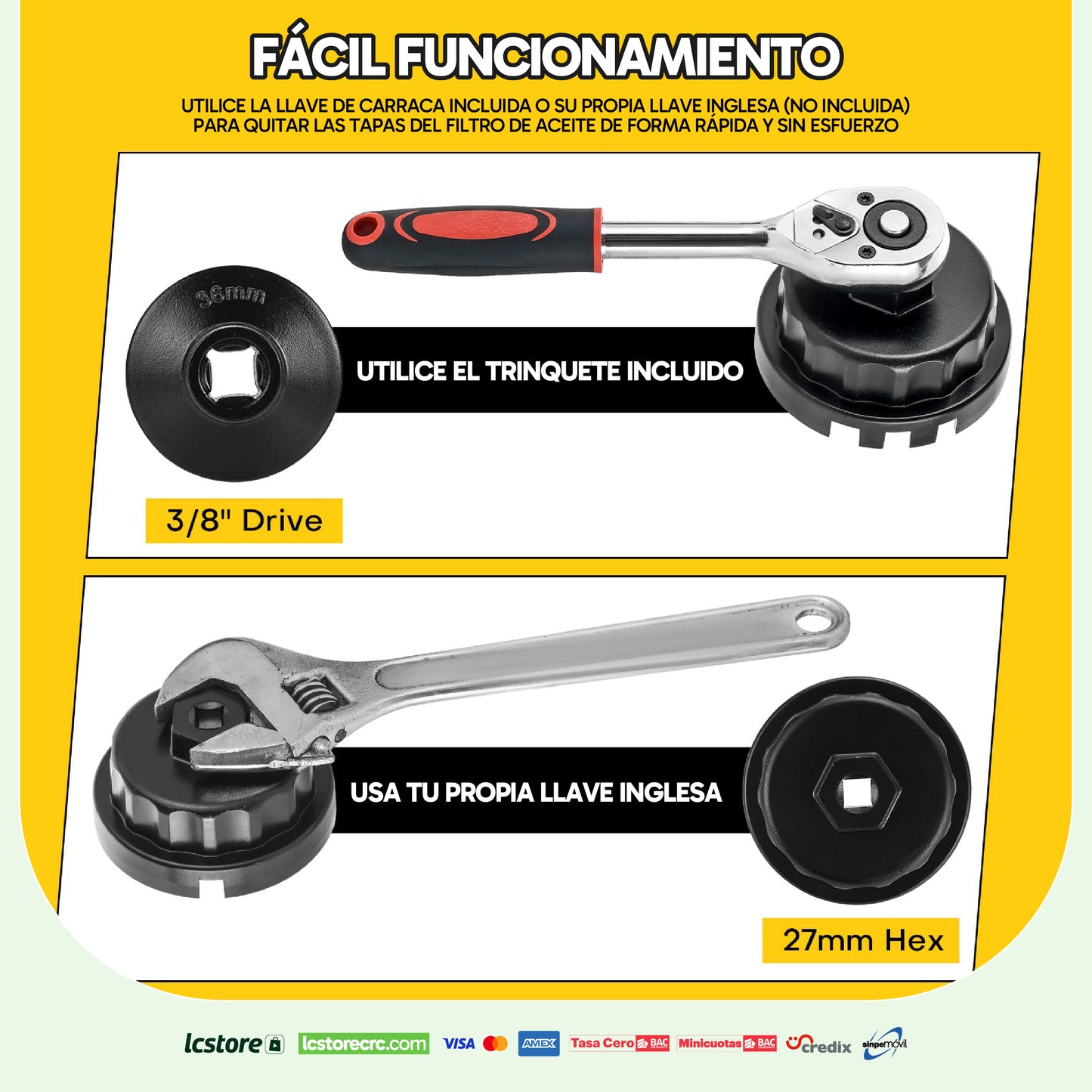 Juego de Dados para Filtro de Aceite (10 Piezas con Ratchet de 3/8")