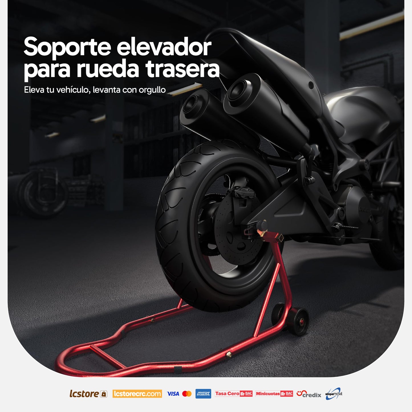 Soporte de Elevación Trasero para Motocicleta con Cabezas Intercambiables