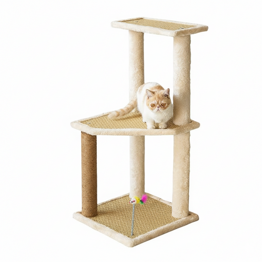 Rascador para gatos de 3 niveles de felpa suave
