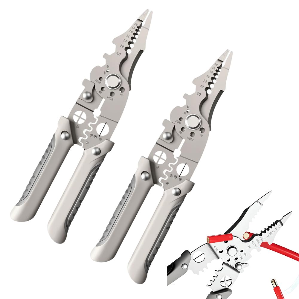 Pack de 2 Alicates Pelacables Multifunción 8 en 1 – Herramienta Eléctrica Profesional