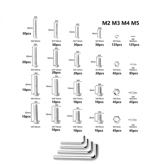 Set de Tornillos, Tuercas y Arandelas Acero Inoxidable 304 (880 Piezas)