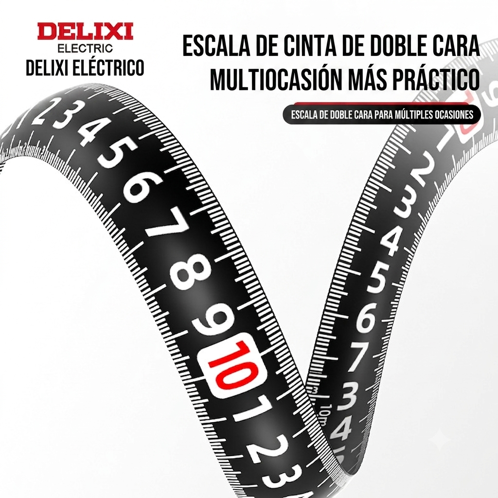 Cinta Métrica Profesional Delixi Electric Transparente y Lavable (10 Metros x 25 mm)
