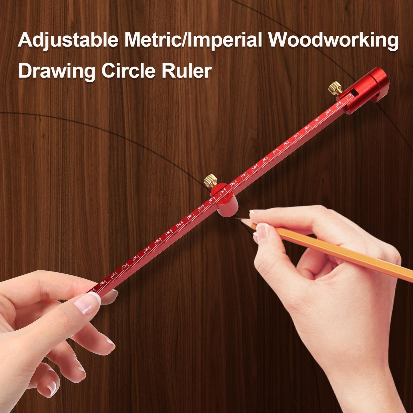 Compás trazador y Guía para Corte Círcular en Madera (55 cm / Radio 36.5 mm - 550 mm)