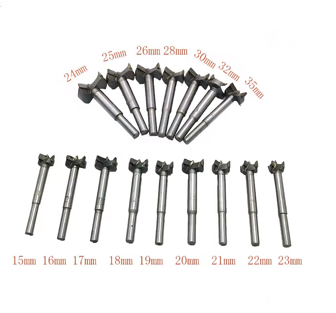 Juego de 19 Brocas Forstner de 14 a 50 mm – Cortador de Agujeros Autocentrante para Carpintería 🪵⚙️