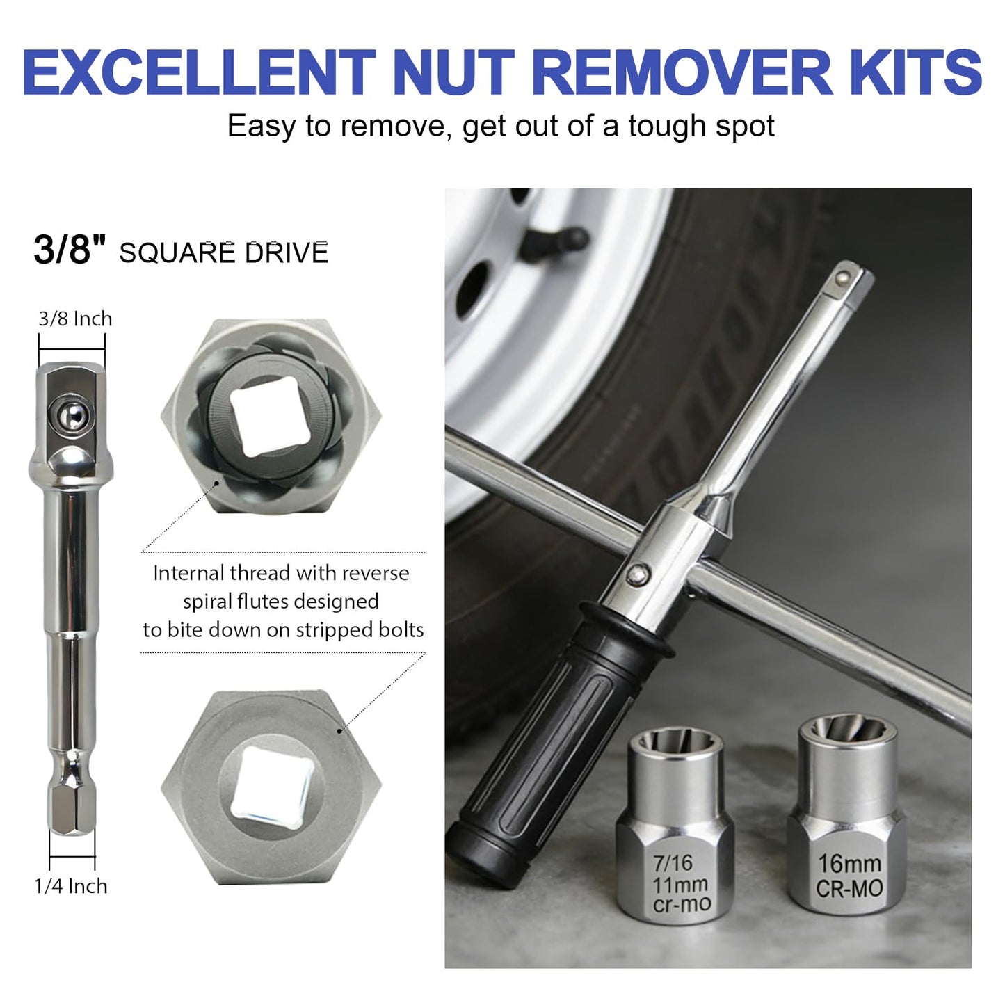 Kit Profesional de Extractores de Tornillos y Pernos Dañados (26 Piezas)
