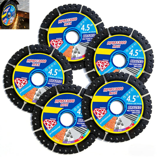 Set de 5 Discos Diamantados Multifuncionales de 4.5" para esmeriladora