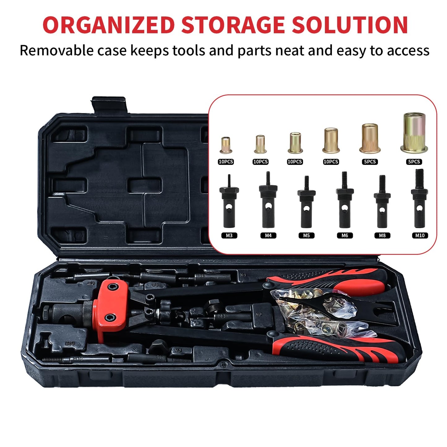 Kit Profesional de Remachadora de Tuercas con Estuche (M3 a M10)