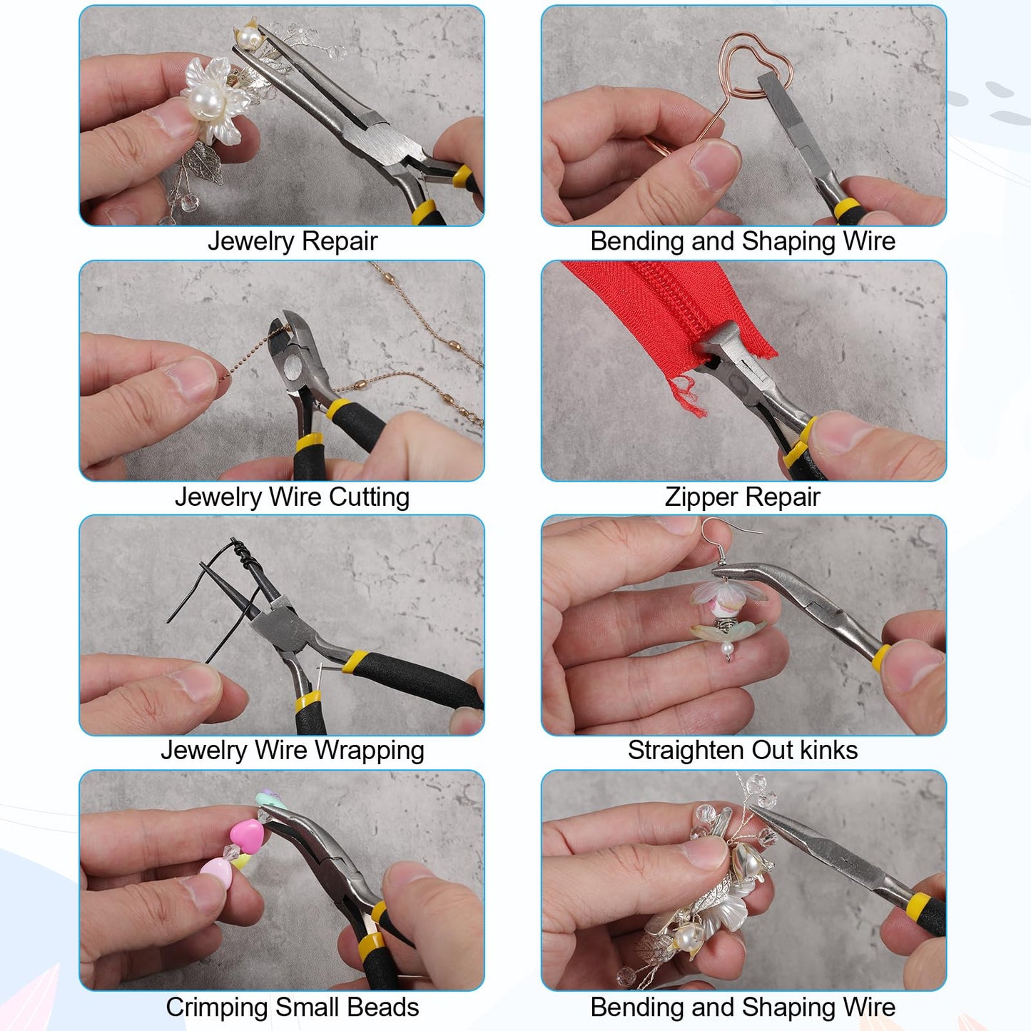 Set de Mini Alicates Profesionales para Bisutería y Electrónica (10 Piezas)