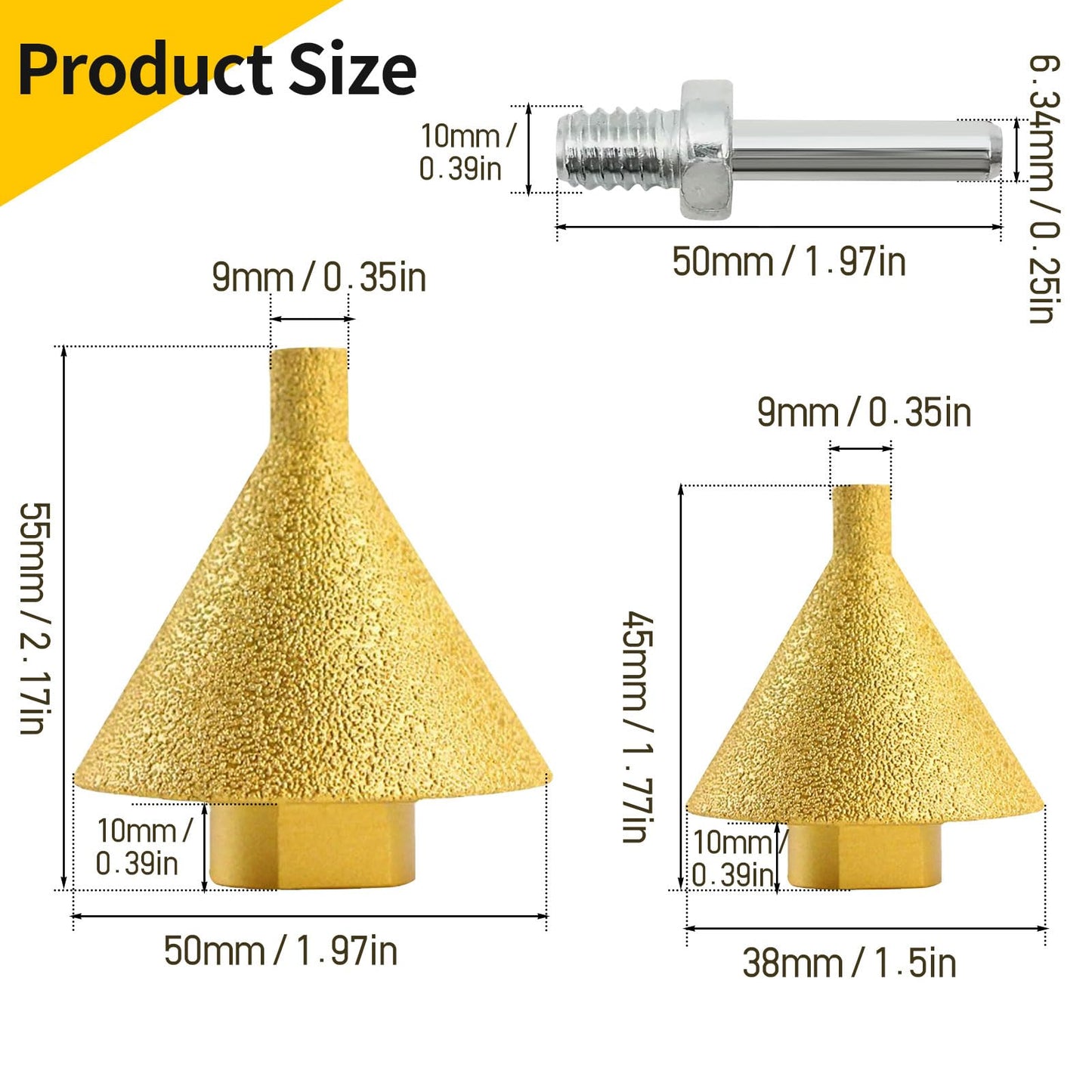 Fresa de Diamante 38 ñmm / 50mm M14 – Pack de 2 (Taladro y Amoladora)