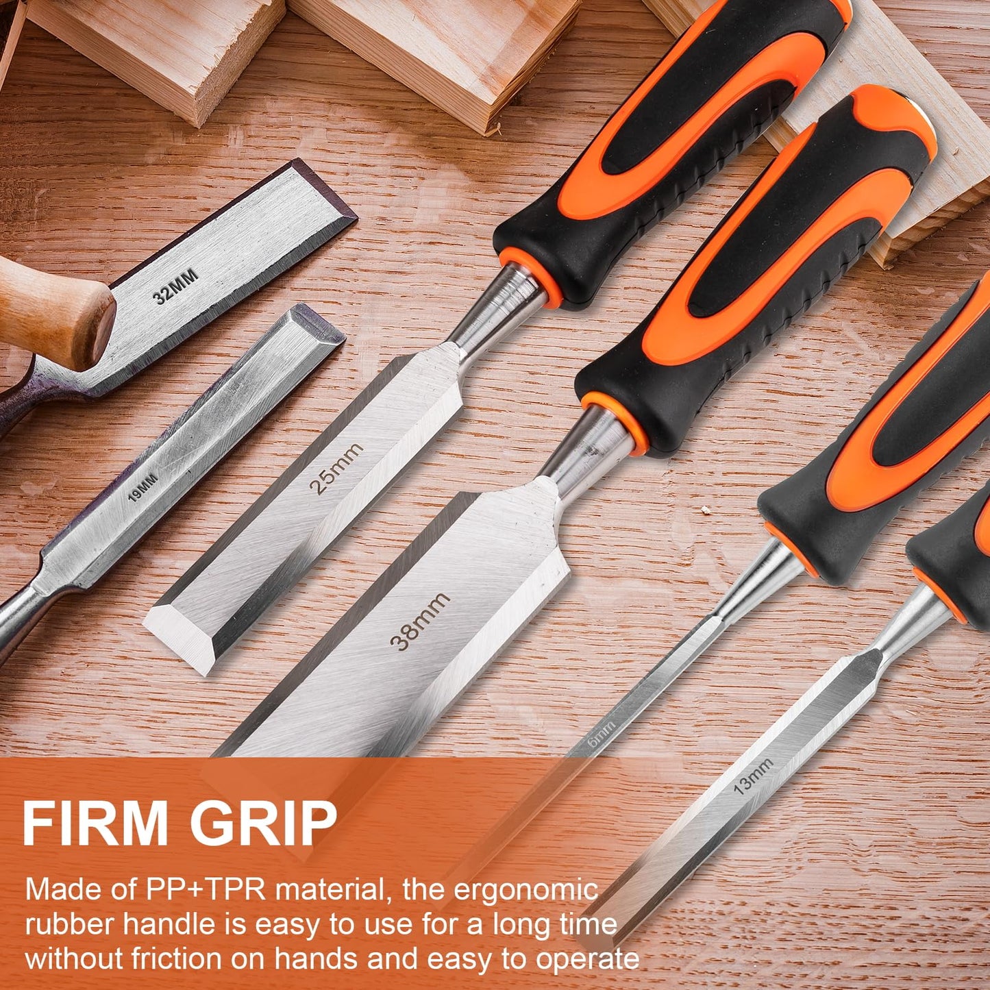 Kit Profesional de 6 Cinceles para Madera + Guía de Afilado