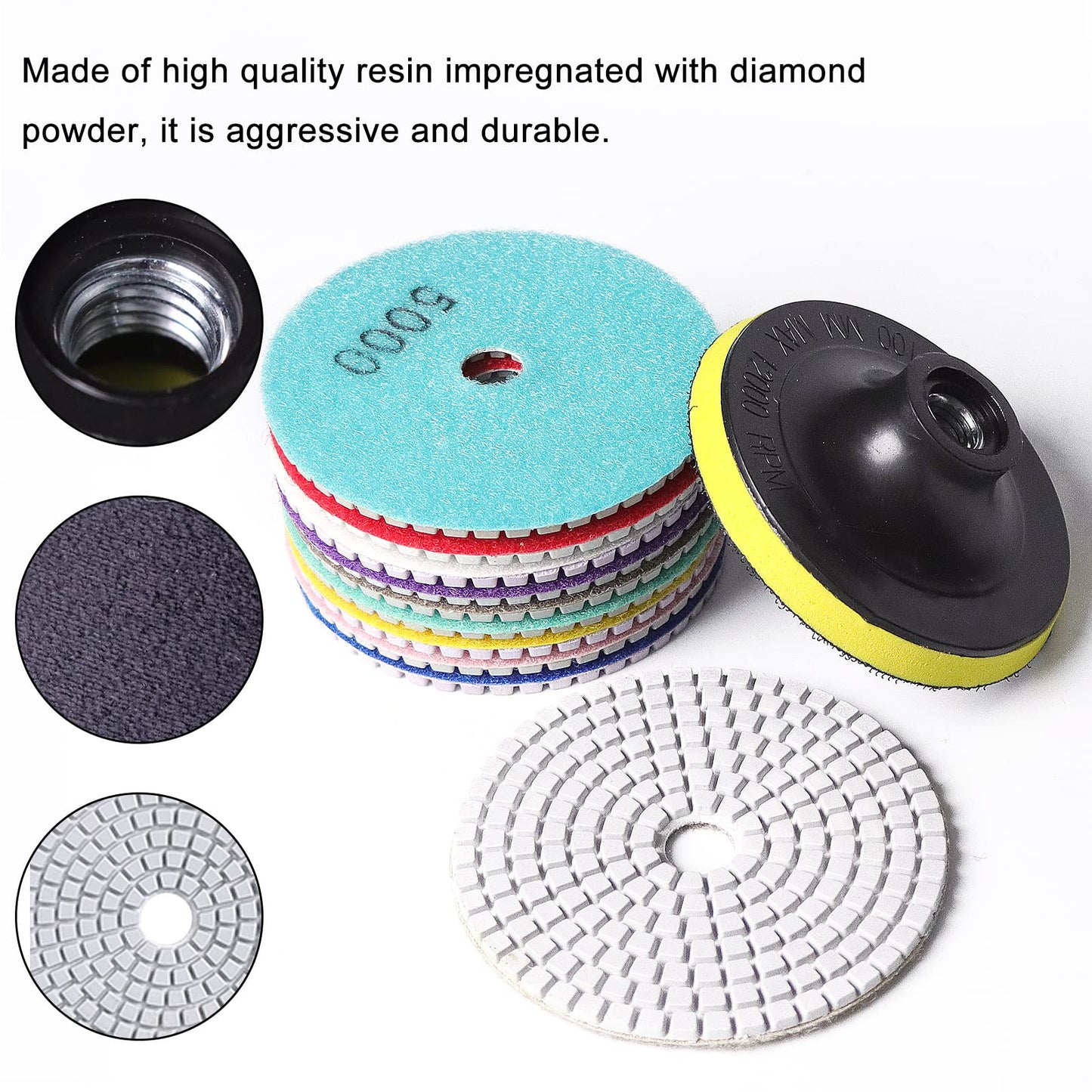 Kit de Discos de Pulido Diamantados 4” / 100mm (12 discos)