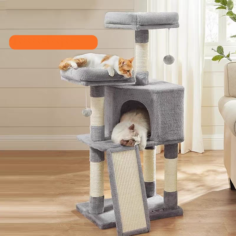 Árbol Rascador para Gatos Multinivel con Rampa de 115 cm