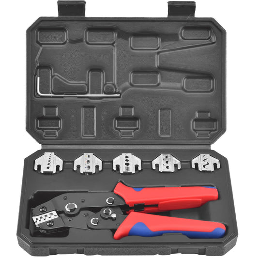 Kit Profesional de Pinza Crimpadora con 5 Cabezas Intercambiables