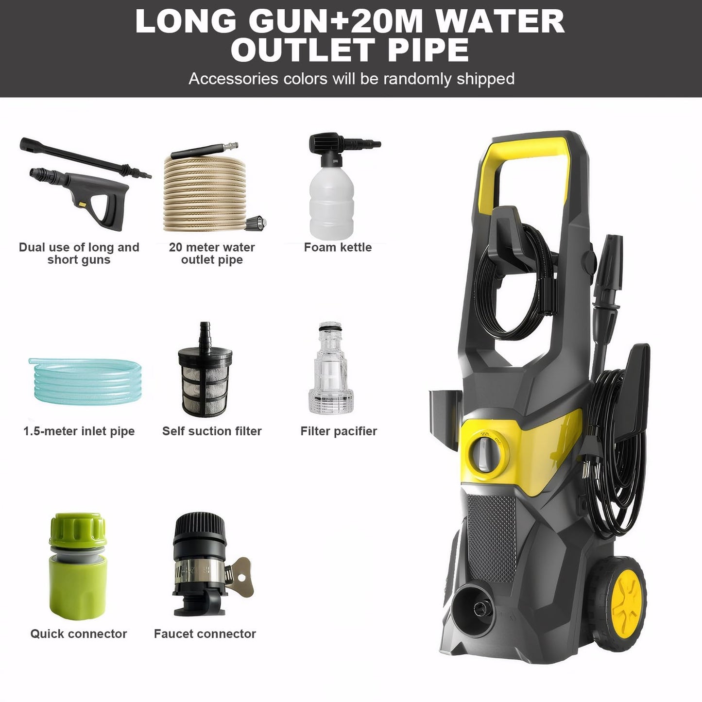 Hidrolavadora de Alta Presión 1450 PSI - Súper Alcance (Manguera de 20m)