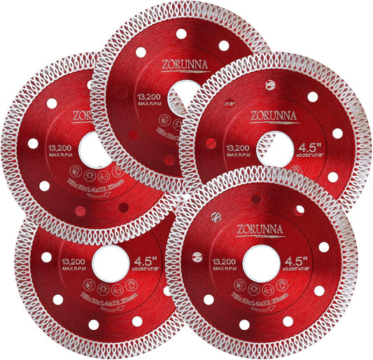 Juego de 5 Discos de Diamante para Amoladora 4.5"
