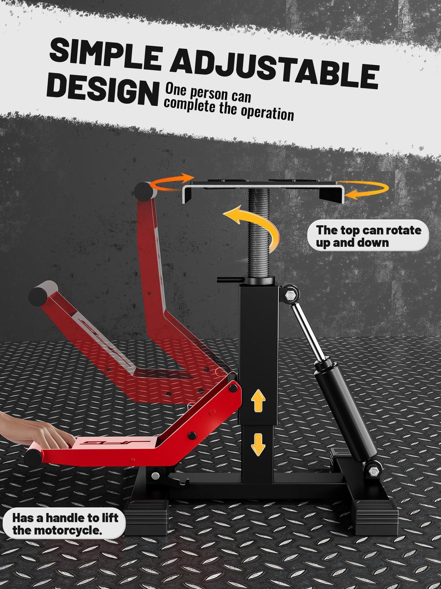 Soporte Elevador Hidráulico Ajustable para Motocicleta (1000 lbs / 450 kg) Gata Elevador