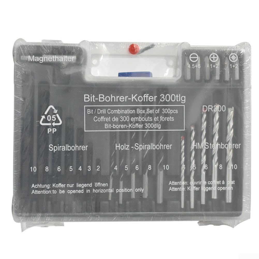 Juego de Brocas de Acero al Carbono (300pcs) – Precisión para Madera y Metal