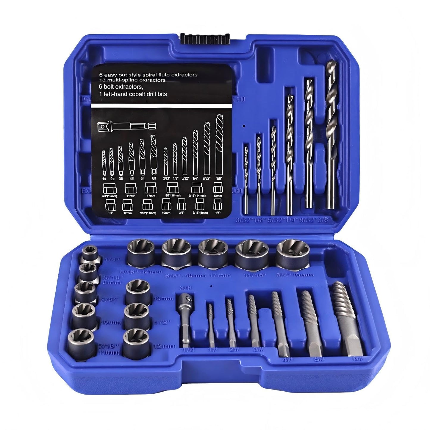 Kit Profesional de Extractores de Tornillos y Pernos Dañados (26 Piezas)