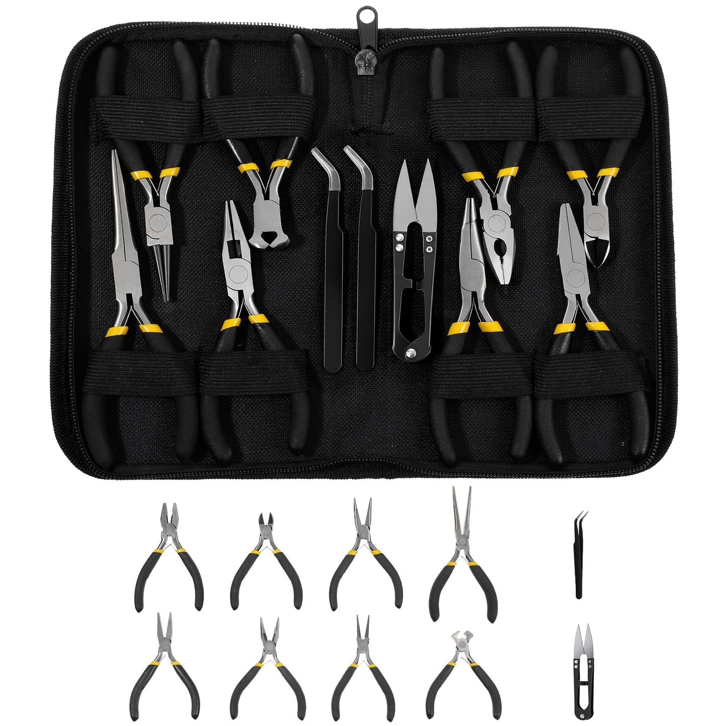 Set de Mini Alicates Profesionales para Bisutería y Electrónica (10 Piezas)