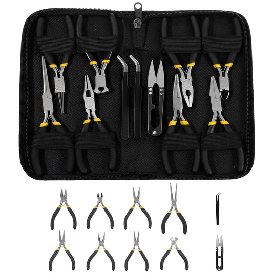Set de Mini Alicates Profesionales para Bisutería y Electrónica (10 Piezas)