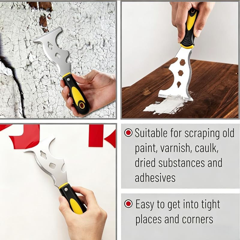 Pack de 2 Espátulas Multiuso de Pintor en Acero Inoxidable (Herramienta 16 en 1)
