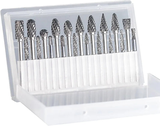 Kit de 20 Fresas Rotativas de Tungsteno – Herramientas de Precisión para Tallado y Pulido