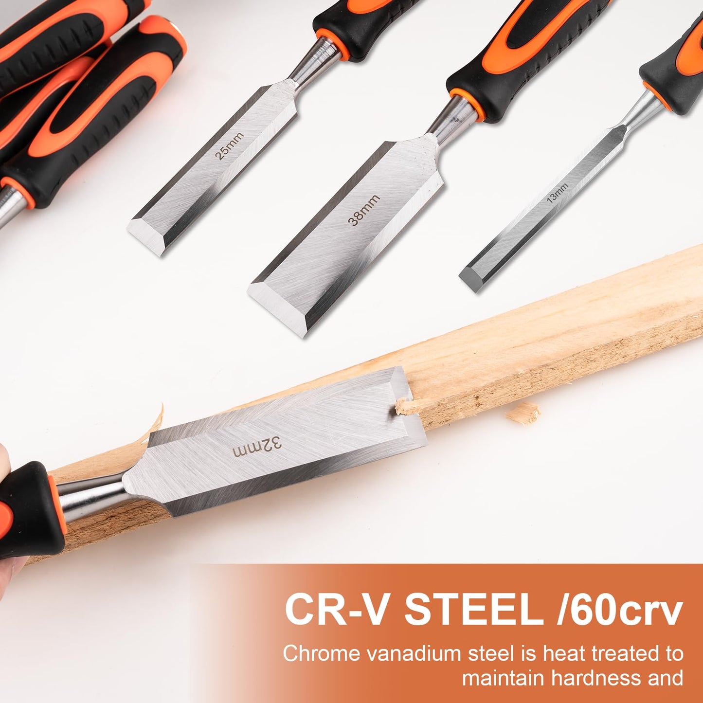 Kit Profesional de 6 Cinceles para Madera + Guía de Afilado