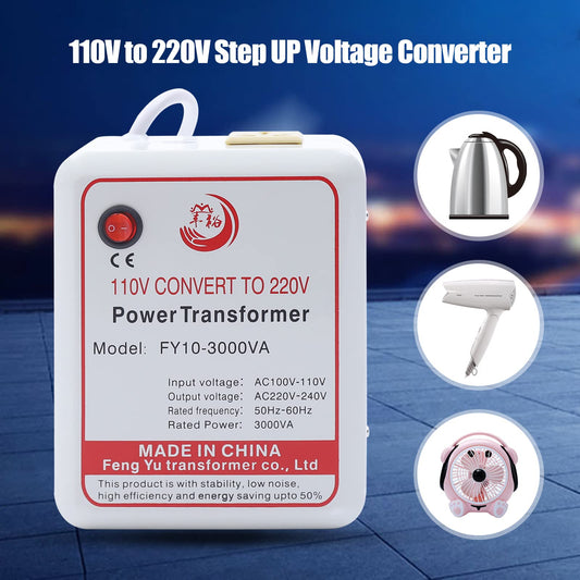 Convertidor / Transformador de Voltaje 3000W — 110V a 220V