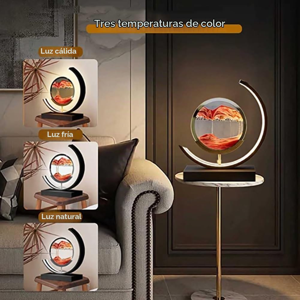 Lámpara de Escritorio 2 en 1 con Arte de Arena Movediza Giratorio