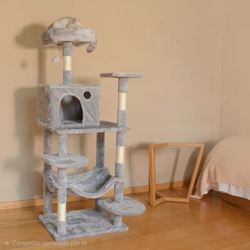 Árbol rascador multinivel para gatos de 140 cm
