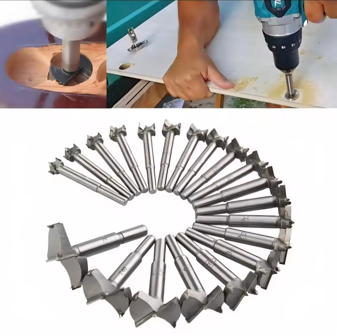 Juego de 19 Brocas Forstner de 14 a 50 mm – Cortador de Agujeros Autocentrante para Carpintería 🪵⚙️