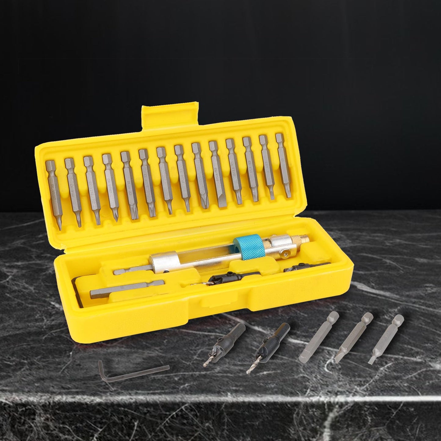 Juego de 20 Piezas y puntas  para Taladro de Medio Giro con Puntas Multifunción